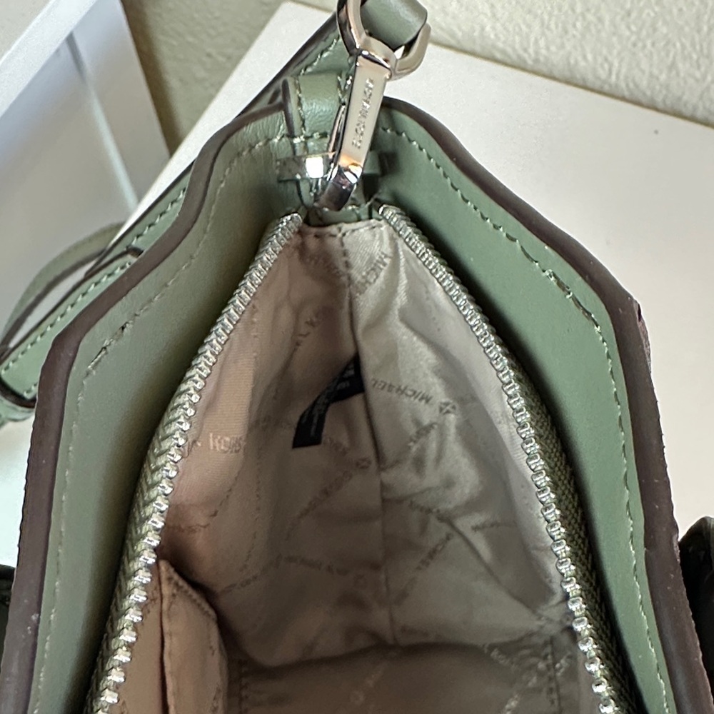 Michael Kors Avril zip top sage green Satchel with matching long strap & charm - Picture 13 of 16